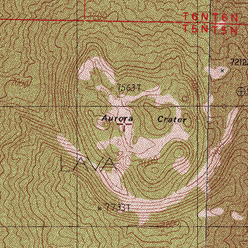 Topographic Map of Aurora Crater, NV