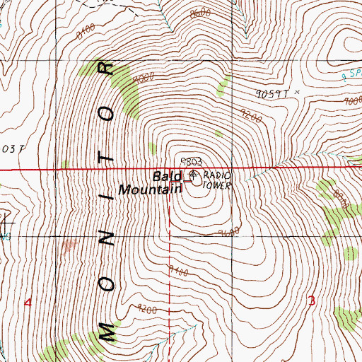 Topographic Map of Bald Mountain, NV