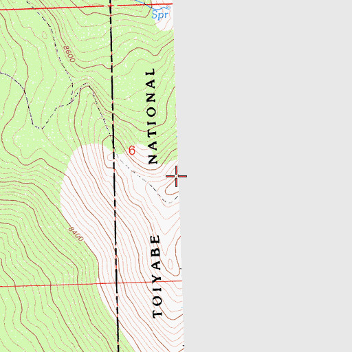 Topographic Map of Mount Baldy, NV