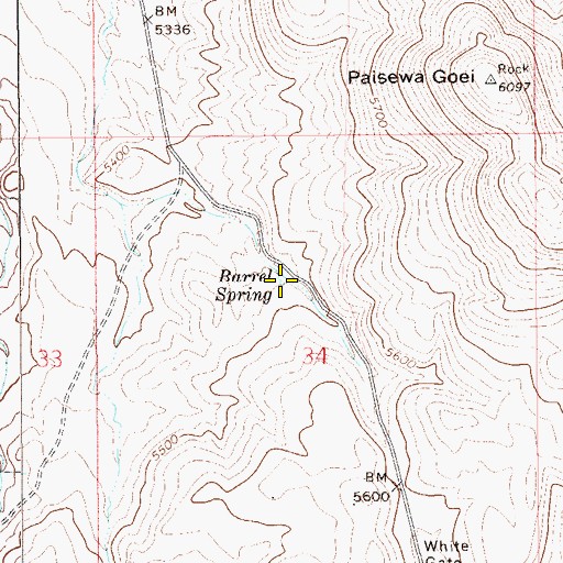 Topographic Map of Barrel Spring, NV