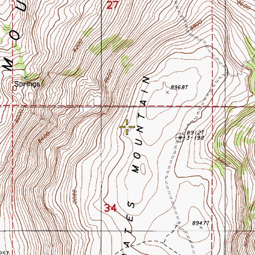 Topographic Map of Bates Mountain, NV