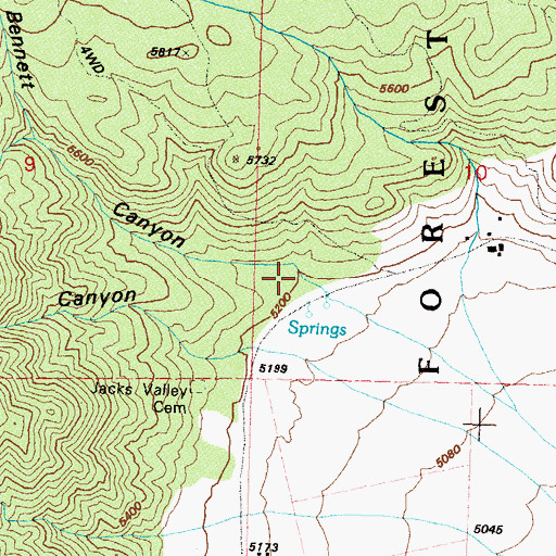 Topographic Map of Bennett Canyon, NV