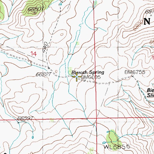 Topographic Map of Bieroth Spring, NV