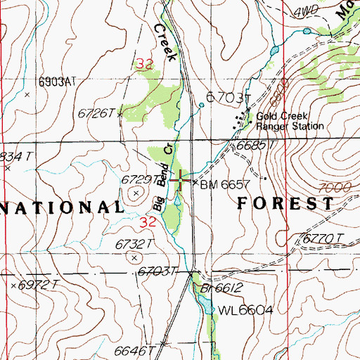 Topographic Map of Big Bend Creek, NV