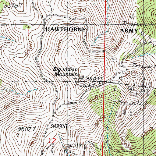 Topographic Map of Big Indian Mountain, NV