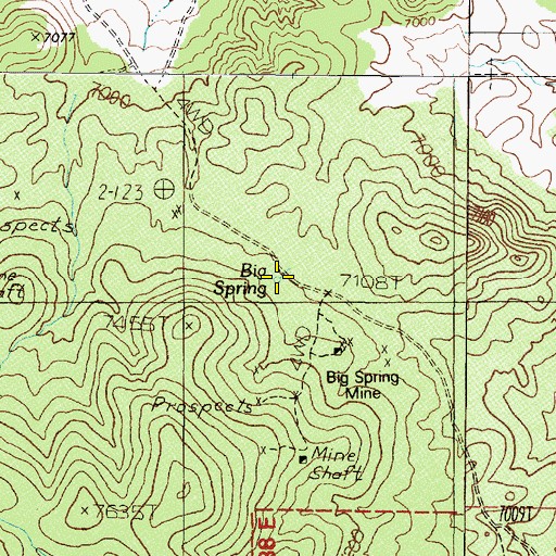 Topographic Map of Big Spring, NV