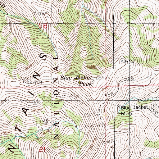 Topographic Map of Blue Jacket Peak, NV