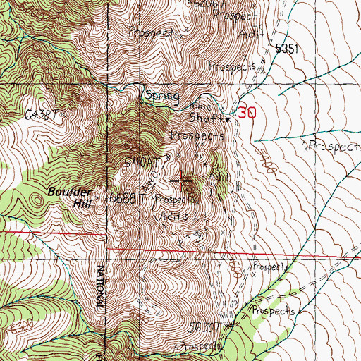 Topographic Map of Boulder Hill Mine (historical), NV