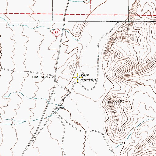 Topographic Map of Box Spring, NV