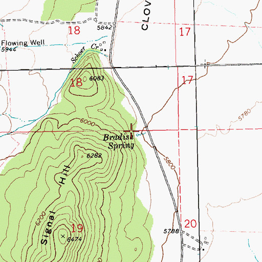 Topographic Map of Bradish Spring, NV