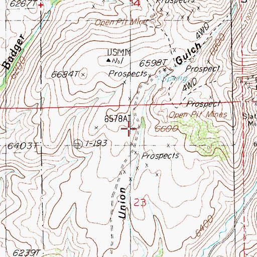 Topographic Map of Browns Cabin, NV