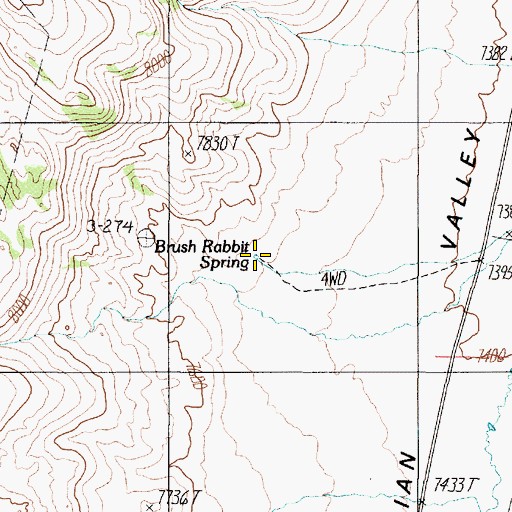 Topographic Map of Brush Rabbit Spring, NV