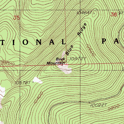 Topographic Map of Buck Mountain, NV