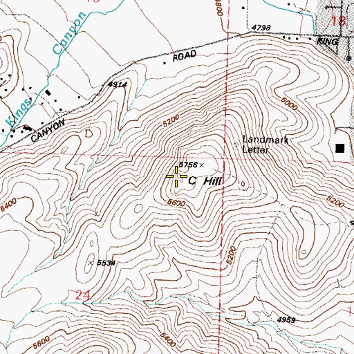 Topographic Map of C Hill, NV