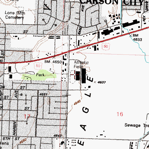 Topographic Map of Carson High School, NV