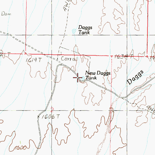 Topographic Map of New Daggs Tank, AZ