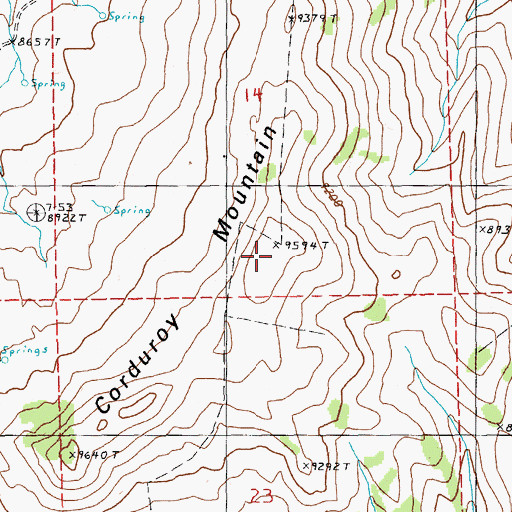Topographic Map of Corduroy Mountain, NV