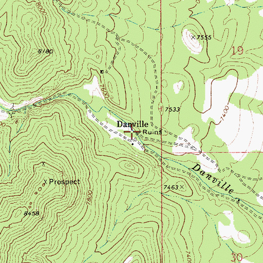 Topographic Map of Danville (historical), NV