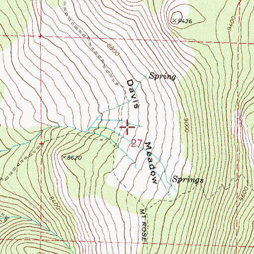 Topographic Map of Davis Meadow, NV