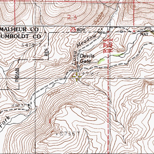 Topographic Map of Devils Gate, NV