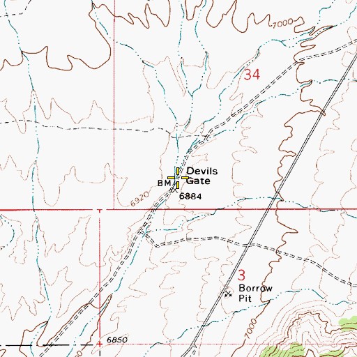 Topographic Map of Devils Gate, NV