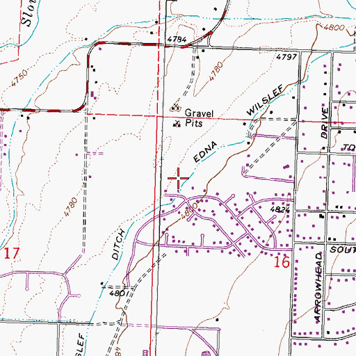 Topographic Map of Edna Wilslef Ditch, NV