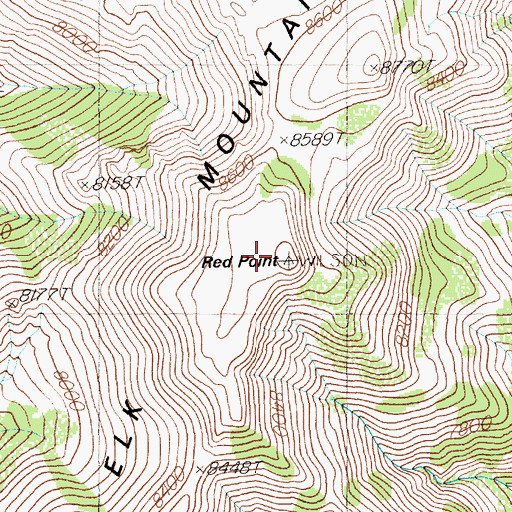 Topographic Map of Elk Mountain, NV