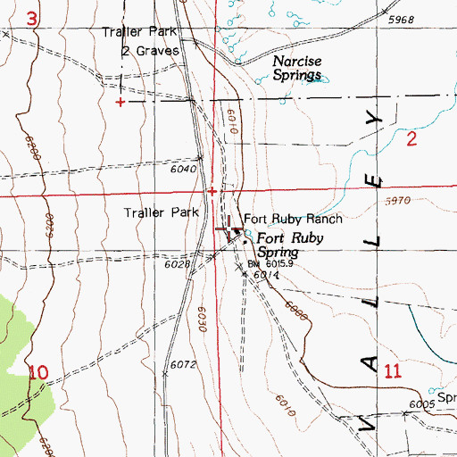 Topographic Map of Fort Ruby Ranch, NV