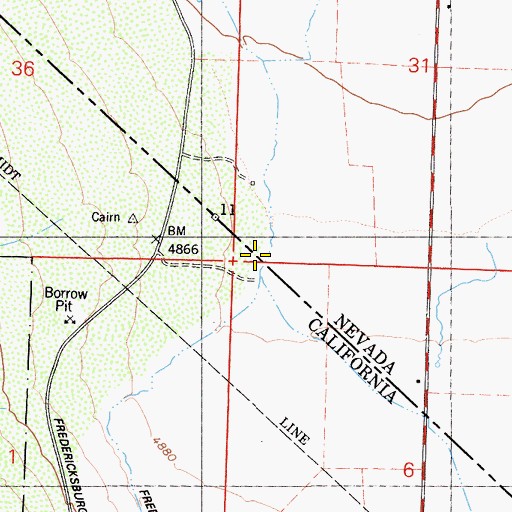 Topographic Map of Fredericksburg Ditch, NV