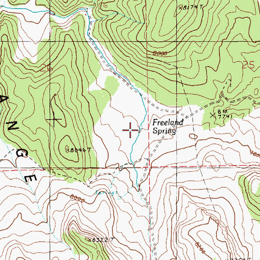 Topographic Map of Freeland Spring, NV