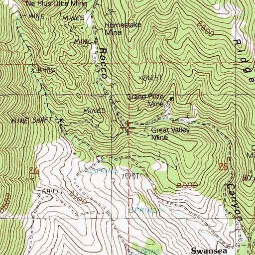 Topographic Map of Great Valley Mine, NV