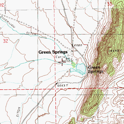 Topographic Map of Green Springs, NV
