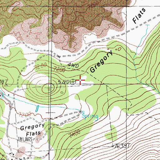 Topographic Map of Gregory Flats, NV