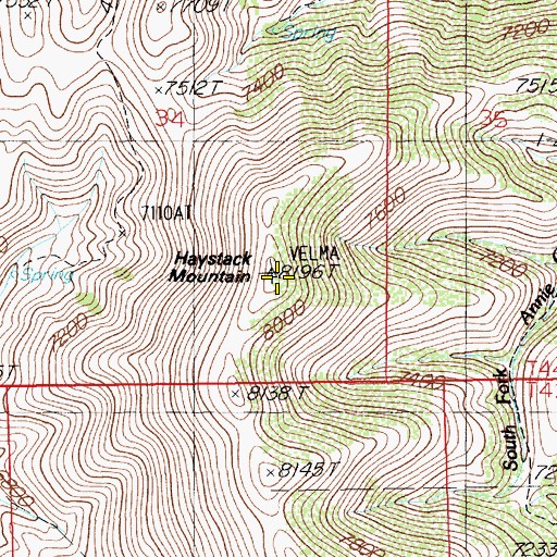 Topographic Map of Haystack Mountain, NV