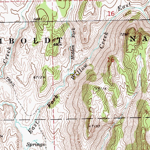 Topographic Map of Hidden Fork, NV