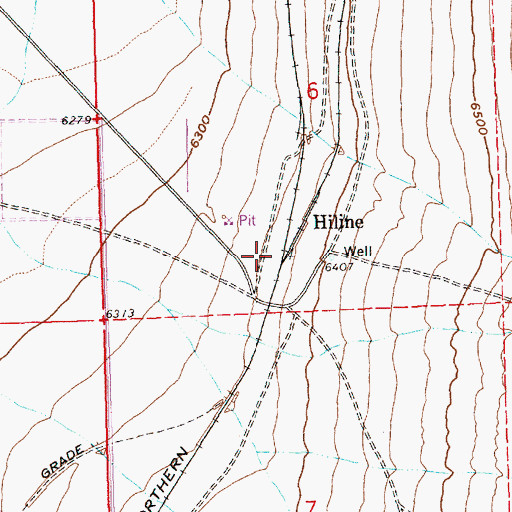 Topographic Map of Hiline, NV