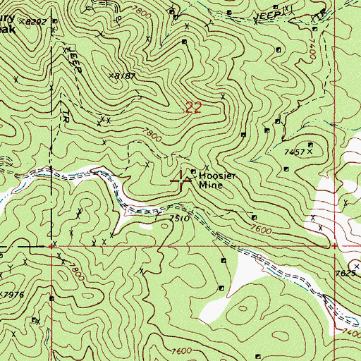 Topographic Map of Hoosier Mine, NV