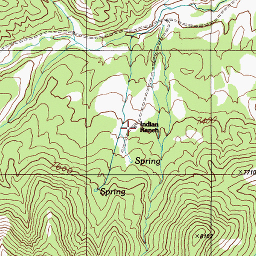 Topographic Map of Indian Ranch, NV