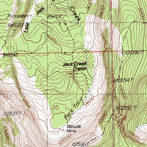 Topographic Map of Jack Creek Crater, NV