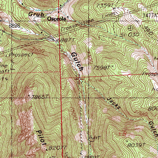 Topographic Map of Jacks Gulch, NV