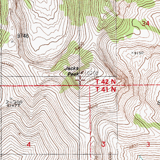 Topographic Map of Jacks Peak, NV