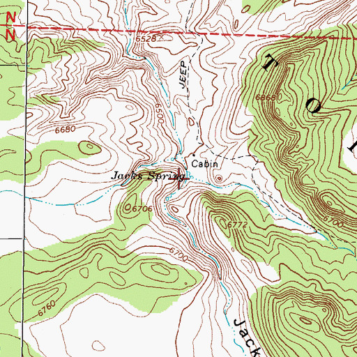 Topographic Map of Jacks Spring, NV
