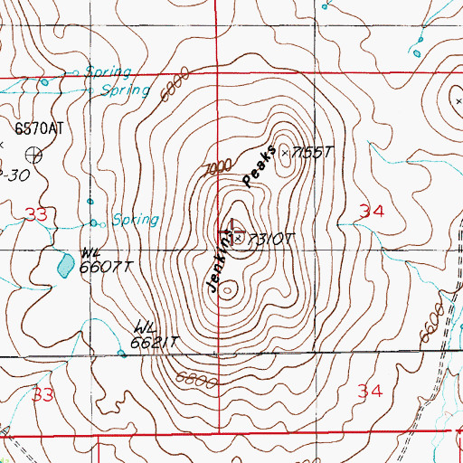 Topographic Map of Jenkins Peaks, NV