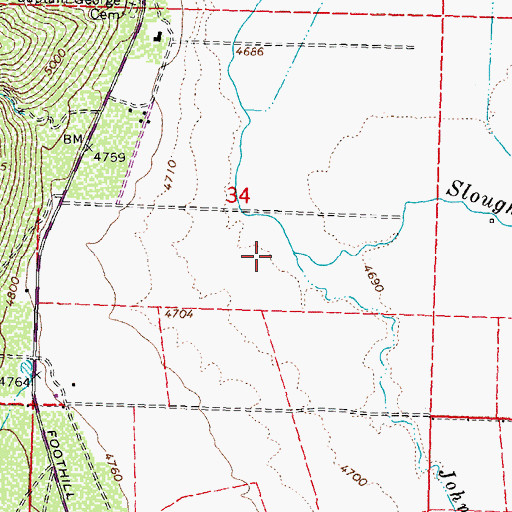 Topographic Map of Johnson Slough, NV