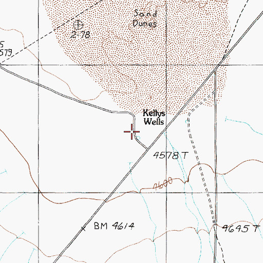 Topographic Map of Kellys Wells, NV