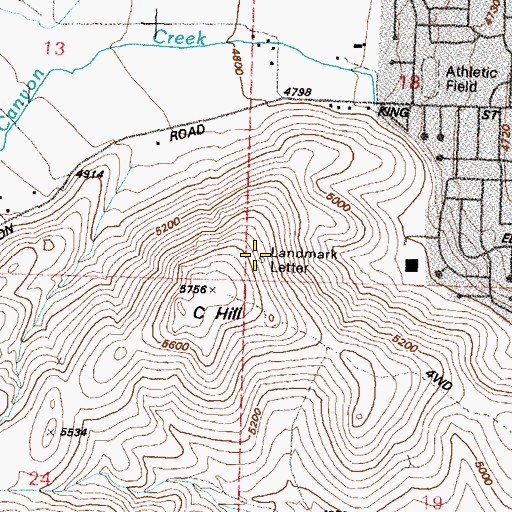 Topographic Map of Landmark Letter, NV