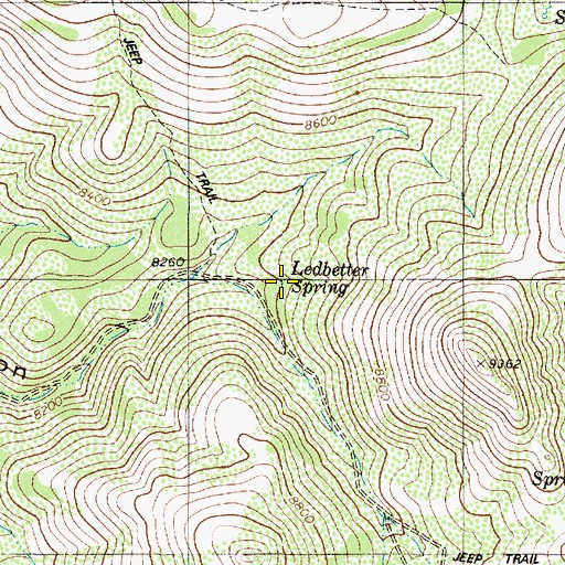 Topographic Map of Ledbetter Spring, NV