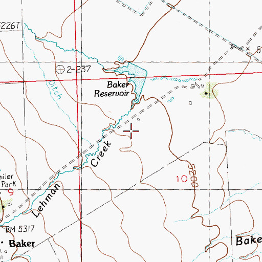 Topographic Map of Lehman Creek, NV