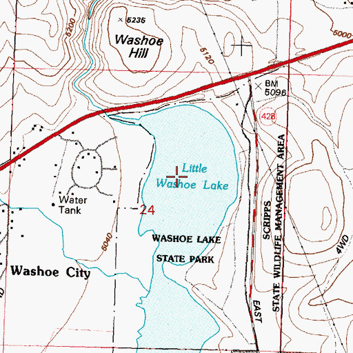 Topographic Map of Little Washoe Lake, NV