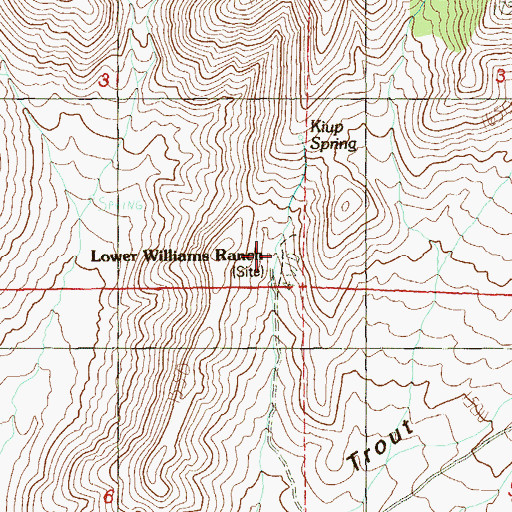 Topographic Map of Lower Williams Ranch, NV